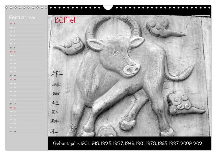 Produktbild: Das Chinesische Horoskop / Geburtstagskalender (Wandkalender 2026 DIN A3 quer), CALVENDO Monatskalender