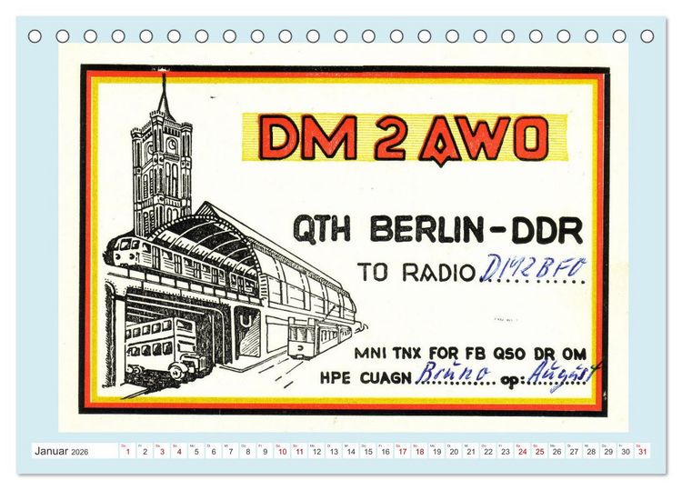 Produktbild: Amateurfunk in der DDR - Historische QSL-Karten (Tischkalender 2026 DIN A5 quer), CALVENDO Monatskalender