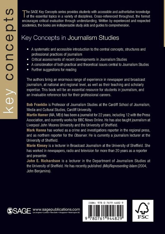 Produktbild: Key Concepts in Journalism Studies