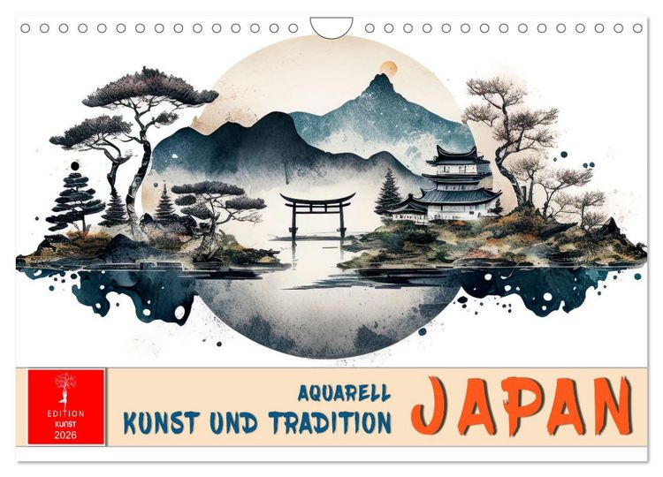 Produktbild: Japan - Aquarell Kunst und Tradition (Wandkalender 2026 DIN A4 quer), CALVENDO Monatskalender