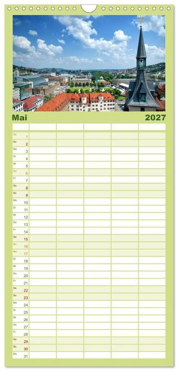 Produktbild: Familienplaner 2027 - stadtansichten stuttgart mit 5 Spalten (Wandkalender, 21 x 45 cm) CALVENDO