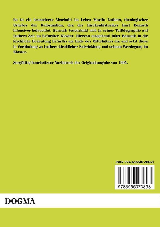 Produktbild: Benrath, K: Luther im Kloster 1505 - 1525