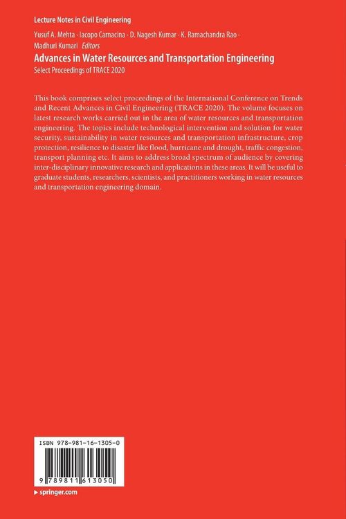Produktbild: Advances in Water Resources and Transportation Engineering