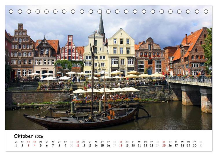 Produktbild: L&uuml;neburg - Stadt der Giebel und Fachwerkh&auml;user (Tischkalender 2026 DIN A5 quer), CALVENDO Monatskalender