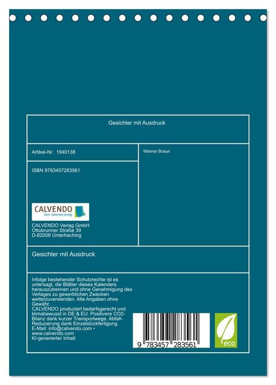 Produktbild: Gesichter mit Ausdruck (Tischkalender 2026 DIN A5 hoch), CALVENDO Monatskalender