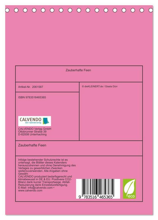 Produktbild: Zauberhafte Feen (Tischkalender 2026 DIN A5 hoch), CALVENDO Monatskalender