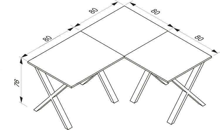 Produktbild: X Schreibtisch Eckschreibtisch L Form 160x160x80