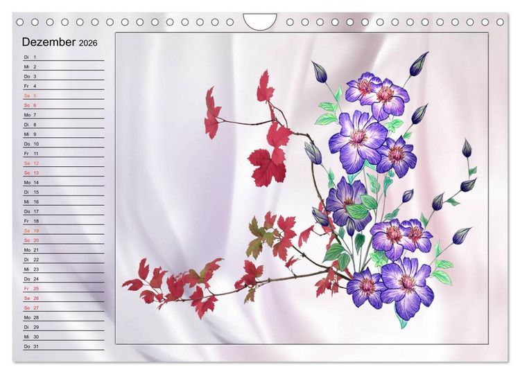 Produktbild: Blumen-Zeichnungen (Wandkalender 2026 DIN A4 quer), CALVENDO Monatskalender