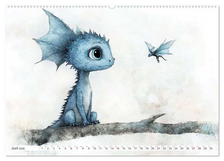 Produktbild: Dinozauber &ndash; Wenn Urzeitbewohner zu Freunden werden (hochwertiger Premium Wandkalender 2026 DIN A2 quer), Kunstdruck in Hochglanz