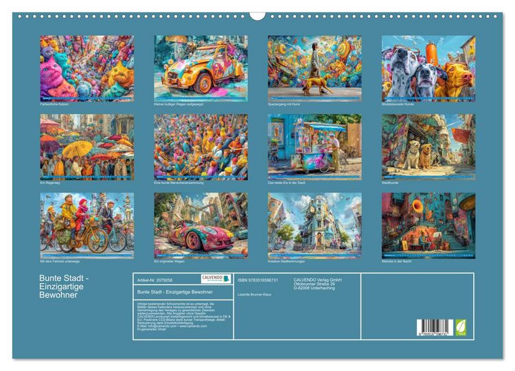 Produktbild: Bunte Stadt - Einzigartige Bewohner (Wandkalender 2026 DIN A2 quer), CALVENDO Monatskalender