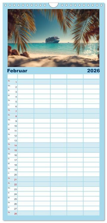 Produktbild: Familienplaner 2026 - Kreuzfahrtschiffe Kalender - Kreuzfahrten und Giganten der Meere mit 5 Spalten (Wandkalender, 21 x 45 cm) CALVENDO