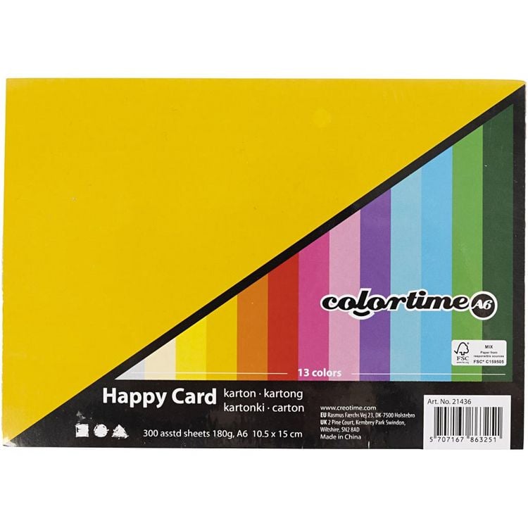 Produktbild: Creativ Company Fr&uuml;hlingskarton, A6, Blatt 105x148 mm, 180 g, sortierte Farben, 300 Blatt sortiert