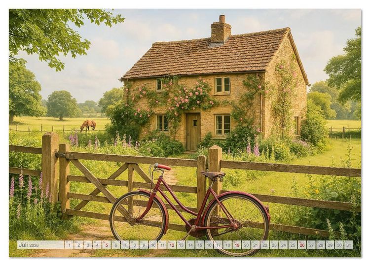 Produktbild: Land Pause - Ein Jahr im Cottagegarten (Wandkalender 2026 DIN A4 quer), CALVENDO Monatskalender