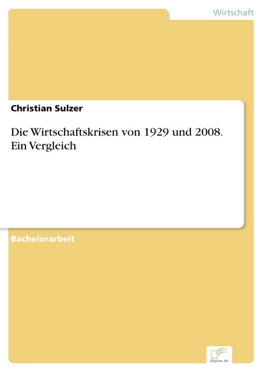 Produktbild: Die Wirtschaftskrisen von 1929 und 2008. Ein Vergleich