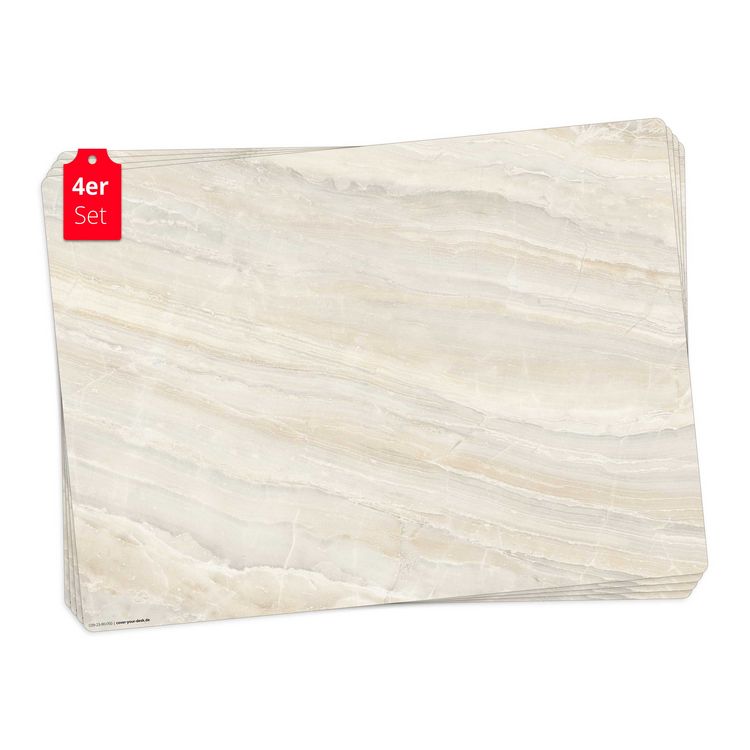 Produktbild: Tischsetmacher Tischsets Marmorplatte mit beiger Maserung, aus hochwertigem Vinyl (4 St&uuml;ck), 44 x 32 cm