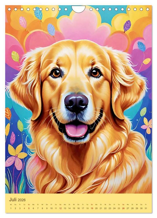 Produktbild: Golden Retriever. Kunstvolle Portr&auml;ts des beliebten Hundes (Wandkalender 2026 DIN A4 hoch), CALVENDO Monatskalender