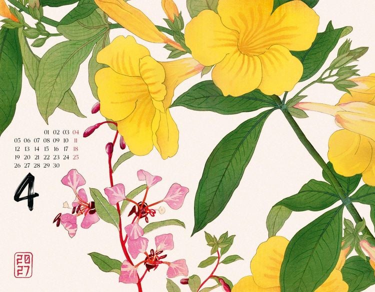 Produktbild: Flowers Kalender 2027 | Japanische Holzschnitte von Tanigami Konan