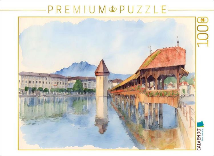 Produktbild: CALVENDO Puzzle Kapellbr&uuml;cke am Vierwaldst&auml;tter See | 1000 Teile Lege-Gr&ouml;&szlig;e 64x48cm Foto-Puzzle f&uuml;r gl&uuml;ckliche Stunden