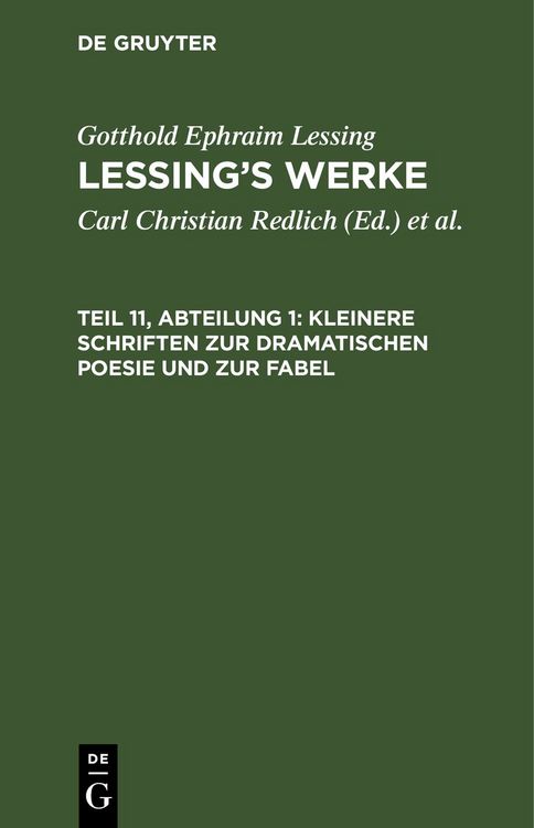 Produktbild: Kleinere Schriften zur dramatischen Poesie und zur Fabel