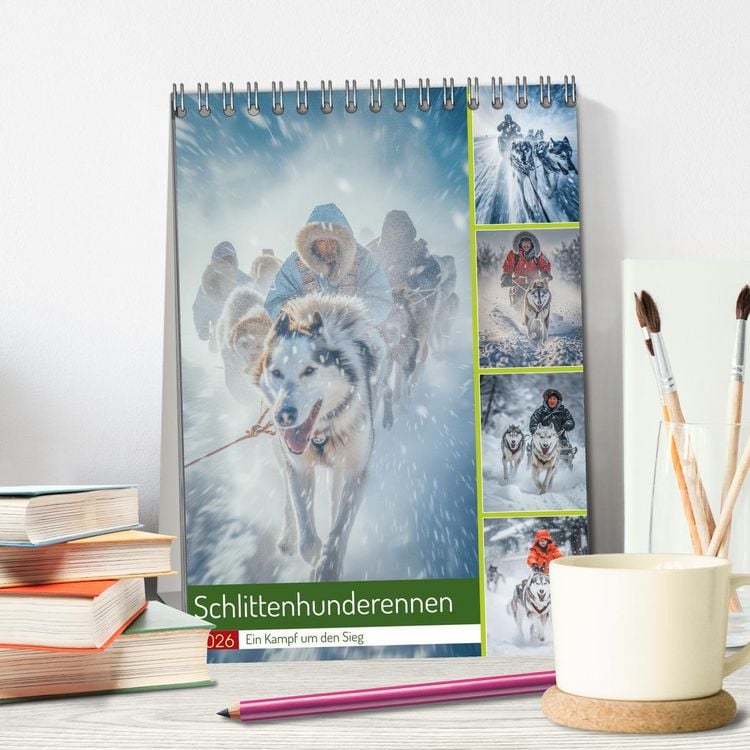 Produktbild: Schlittenhunderennen (Tischkalender 2026 DIN A5 hoch), CALVENDO Monatskalender