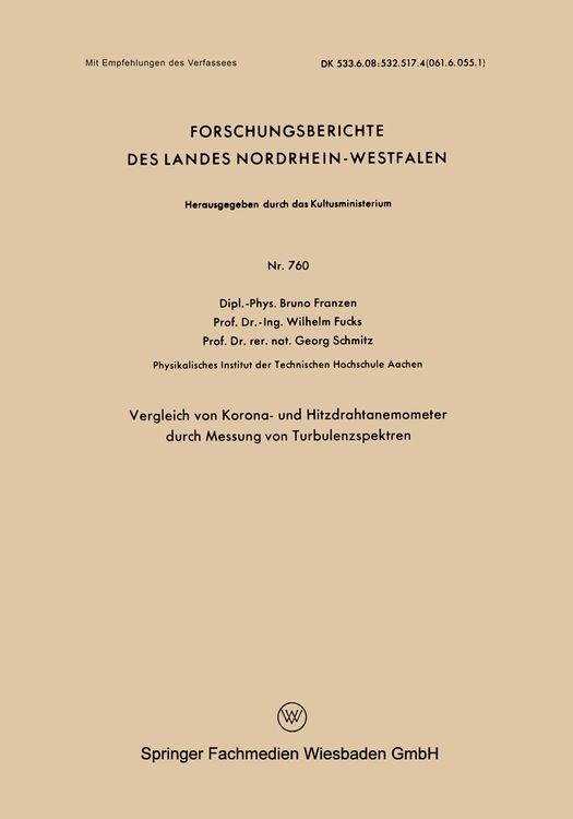 Produktbild: Vergleich von Korona- und Hitzdrahtanemometer durch Messung von Turbulenzspektren