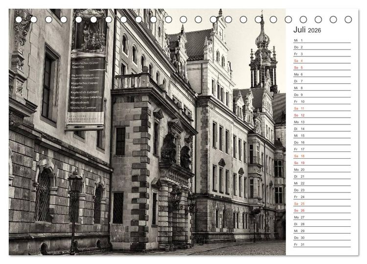 Produktbild: Dresden Schwarz-Wei&szlig; (Tischkalender 2026 DIN A5 quer), CALVENDO Monatskalender