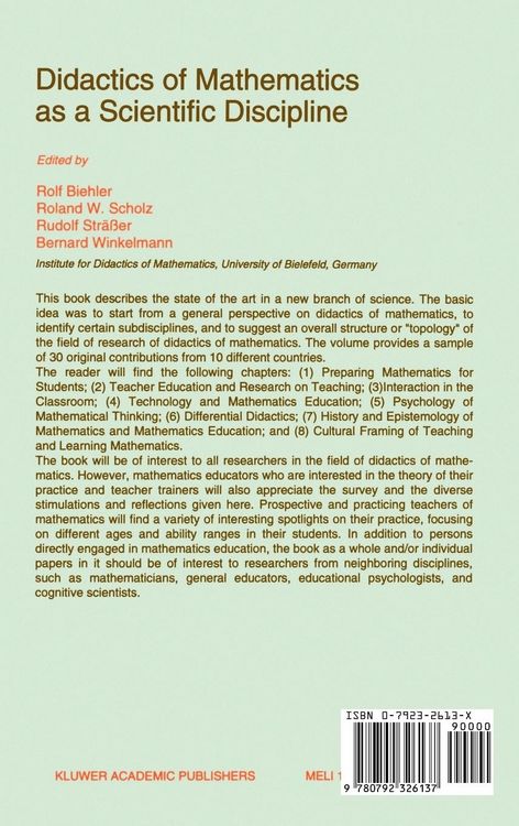 Produktbild: Didactics of Mathematics as a Scientific Discipline