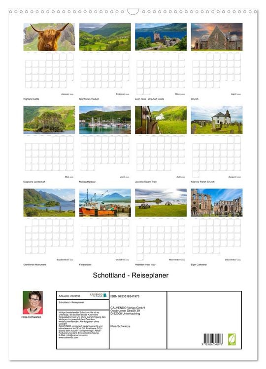 Produktbild: Schottland - Reiseplaner (Wandkalender 2026 DIN A2 hoch), CALVENDO Monatskalender