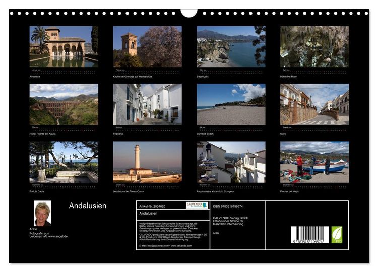 Produktbild: Andalusien (Wandkalender 2026 DIN A3 quer), CALVENDO Monatskalender