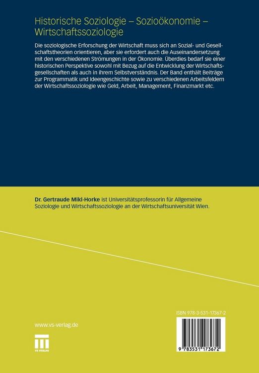 Produktbild: Historische Soziologie - Sozio&ouml;konomie - Wirtschaftssoziologie