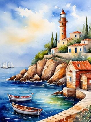Produktbild: CALVENDO Puzzle Leuchtturm vor dem Hafen | 1000 Teile Lege-Gr&ouml;&szlig;e 64x48cm Foto-Puzzle f&uuml;r gl&uuml;ckliche Stunden