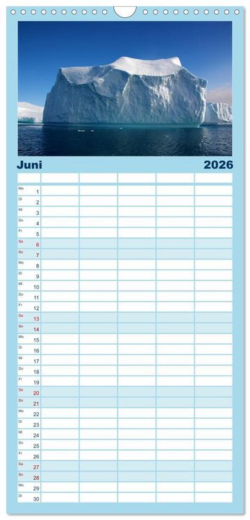 Produktbild: Familienplaner 2026 - EISIGE GIGANTEN in der DISKOBUCHT mit 5 Spalten (Wandkalender, 21 x 45 cm) CALVENDO