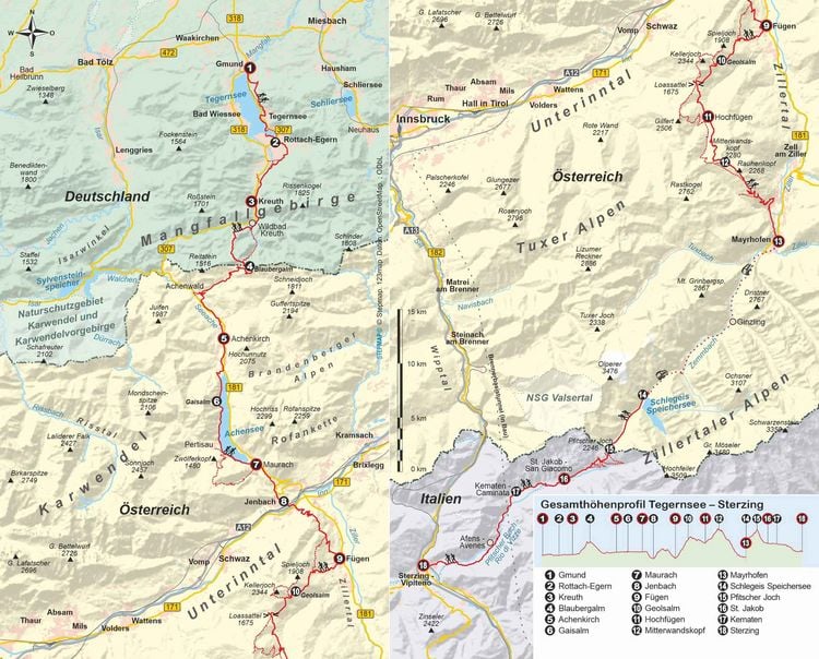 Produktbild: Tegernsee – Sterzing über die Alpen in 8 Etappen