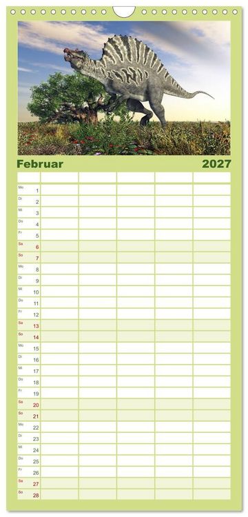 Produktbild: Familienplaner 2027 - Dinosaurier. Urzeitliche Giganten mit 5 Spalten (Wandkalender, 21 x 45 cm) CALVENDO