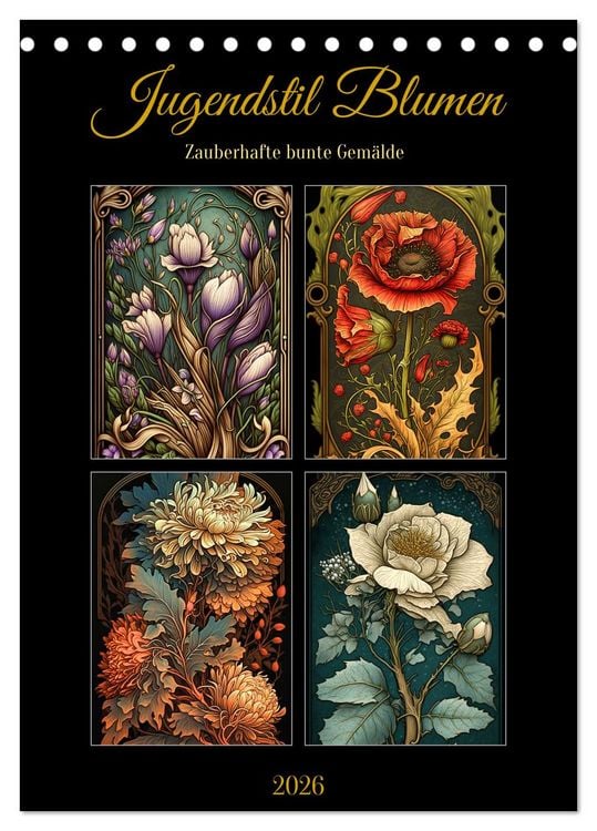 Produktbild: Jugendstil Blumen (Tischkalender 2026 DIN A5 hoch), CALVENDO Monatskalender