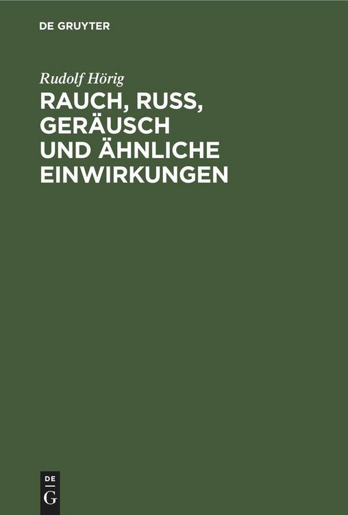 Produktbild: Rauch, Russ, Ger&auml;usch und &auml;hnliche Einwirkungen