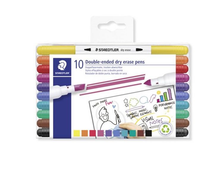 Produktbild: STAEDTLER  3010 Doppelfasermaler, trocken abwischbar, 10er Set, 3010 TB13