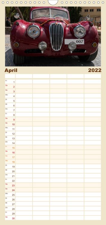 Produktbild: Classic Autos - Familienplaner hoch (Wandkalender 2022 , 21 cm x 45 cm, hoch)