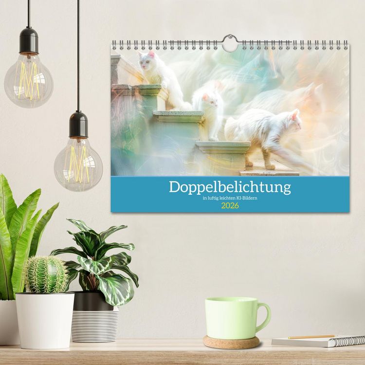 Produktbild: Doppelbelichtung in luftig leichten KI-Bildern (Wandkalender 2026 DIN A4 quer), CALVENDO Monatskalender