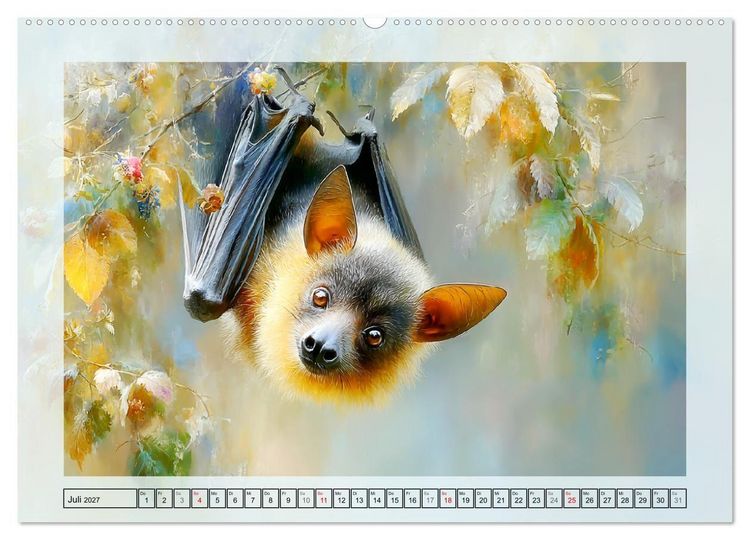 Produktbild: Flughunde. Anmut in stimmungsvollen Naturszenen (hochwertiger Premium Wandkalender 2027 DIN A2 quer), Kunstdruck in Hochglanz