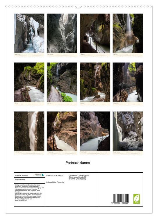 Produktbild: Partnachklamm (hochwertiger Premium Wandkalender 2026 DIN A2 hoch), Kunstdruck in Hochglanz