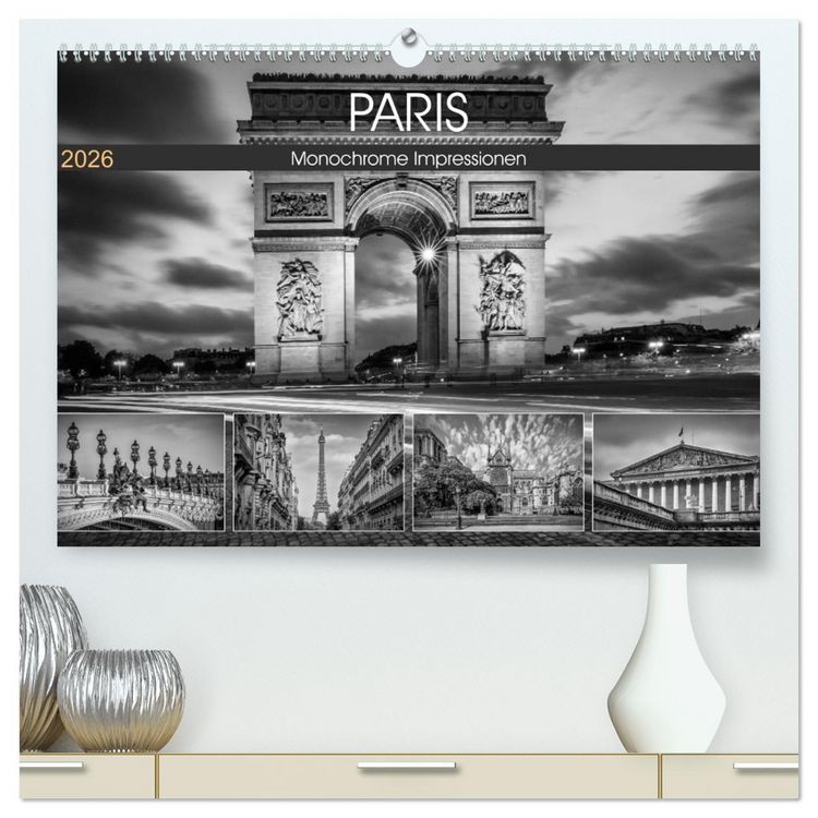 Produktbild: PARIS Monochrome Impressionen (hochwertiger Premium Wandkalender 2026 DIN A2 quer), Kunstdruck in Hochglanz