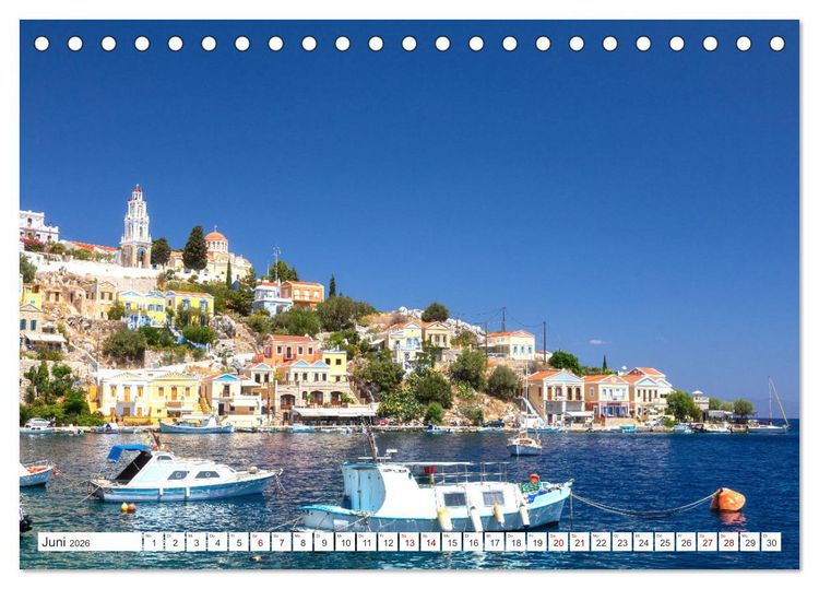 Produktbild: Rhodos und Symi, Perlen in der &Auml;gis (Tischkalender 2026 DIN A5 quer), CALVENDO Monatskalender