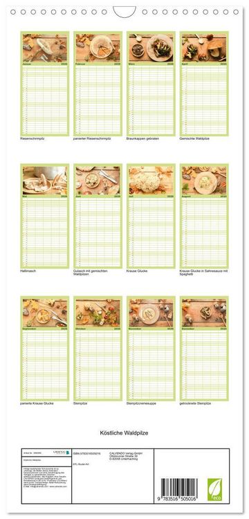 Produktbild: Familienplaner 2026 - K&ouml;stliche Waldpilze mit 5 Spalten (Wandkalender, 21 x 45 cm) CALVENDO