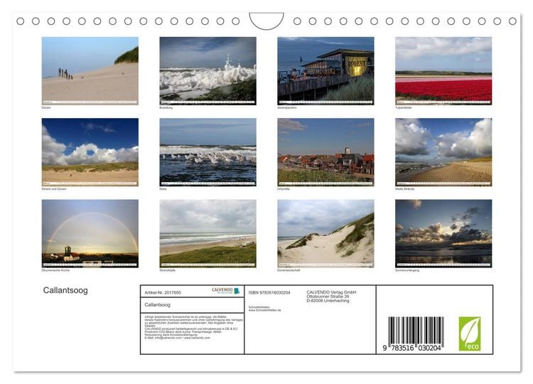 Produktbild: Callantsoog (Wandkalender 2026 DIN A4 quer), CALVENDO Monatskalender