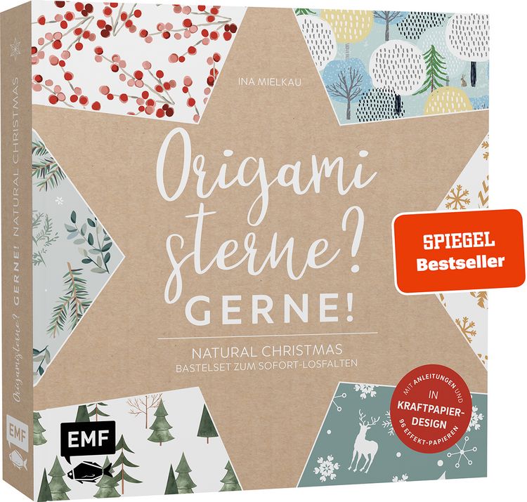 Produktbild: Origamisterne? Gerne! &ndash; Natural Christmas &ndash; Weihnachtliches Bastelset zum Sofort-Losfalten