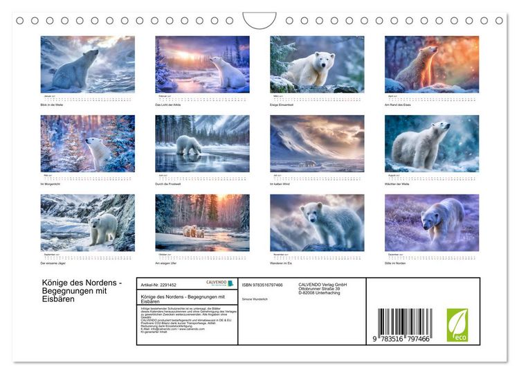 Produktbild: K&ouml;nige des Nordens - Begegnungen mit Eisb&auml;ren (Wandkalender 2027 DIN A4 quer), CALVENDO Monatskalender