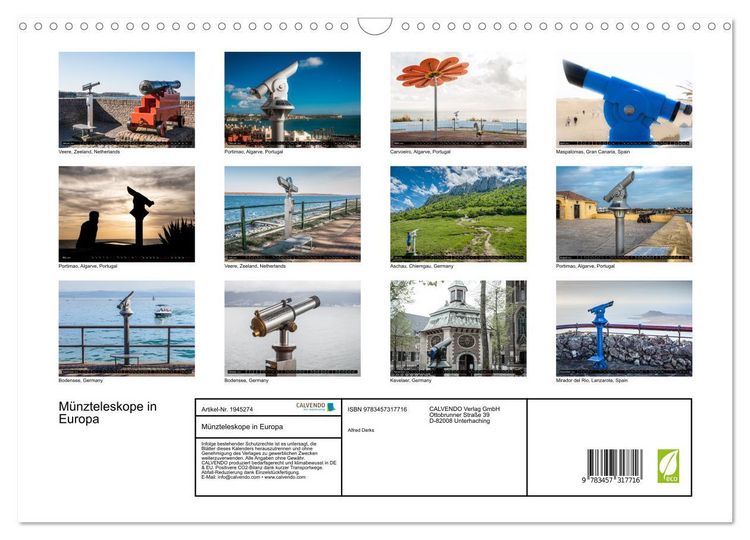 Produktbild: M&uuml;nzteleskope in Europa (Wandkalender 2026 DIN A3 quer), CALVENDO Monatskalender