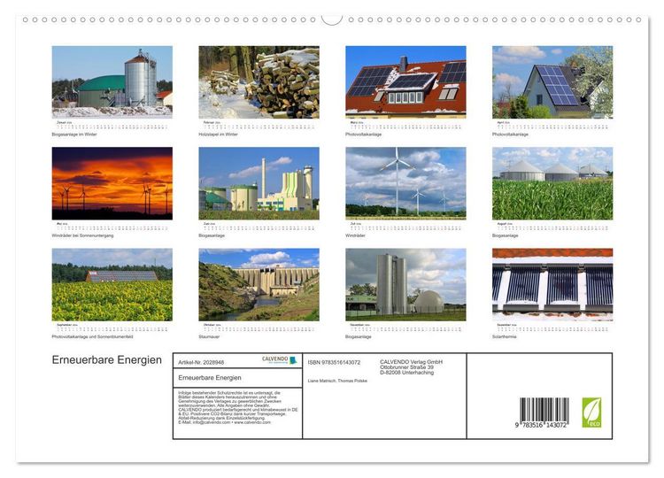Produktbild: Erneuerbare Energien (hochwertiger Premium Wandkalender 2026 DIN A2 quer), Kunstdruck in Hochglanz