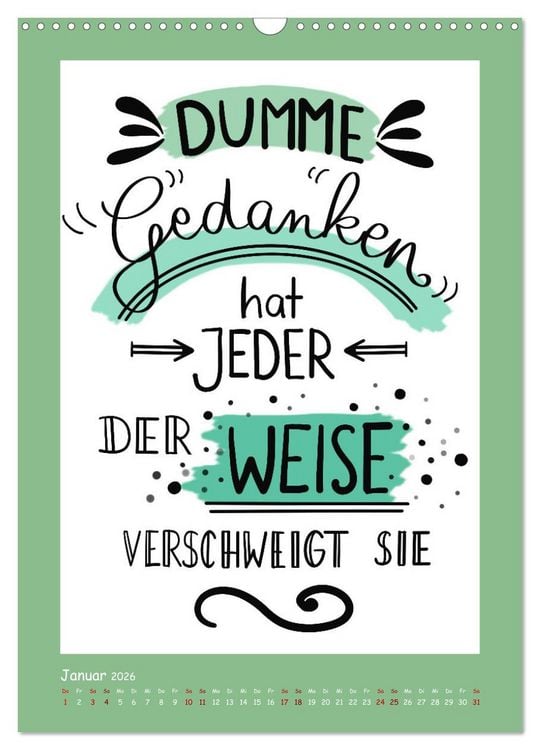 Produktbild: Nachgedacht-Spr&uuml;che und Zitate (Wandkalender 2026 DIN A3 hoch), CALVENDO Monatskalender